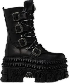 Gothic Leather Lace-up Boots For Winter, Gothic Leather Mid-calf Platform Boots, Gothic Leather Combat Boots With Platform, Alternative Leather Platform Boots With Buckle Closure, Gothic Leather Heeled Boots With Round Toe, Alternative Style Leather Heeled Boots With Platform, Gothic Leather Combat Boots With Buckle Closure, Gothic Leather Boots With Buckle Closure, Gothic Boots With Buckle Closure And Round Toe