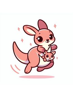 a cartoon kangaroo holding a baby in it's arms