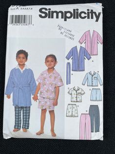 Simplicity 9762 FF Uncut Sizes 3,4,5,6,7,8. Kids Boys and Girls Clothing  Sleep wear Lounge wear Patterns  See all photos for more information. Shorts Pattern Sewing, Halter Top Pattern, Girls Clothes Patterns, Sewing Patterns For Kids, Sleep Wear, Girls Blouse, Sewing Pattern Sizes, Simplicity Patterns, Girls Pajamas