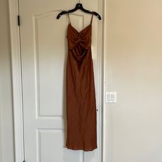 Brand New, Never Worn. Women Us Size 2 Sleeveless Brown Slip Dress For Spring, Brown Sleeveless Slip Dress For Spring, Brown Sleeveless Slip Dress For Summer, Sleeveless Brown Mini Dress For Brunch, Chic Brown Sleeveless Slip Dress, Brown Sleeveless Sundress Midi Dress, Brown Sleeveless Sundress, Brown Sleeveless Slip Dress For Date Night, Sleeveless Brown Evening Dress