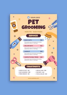 a flyer for a pet grooming business