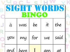 sight words bingo game for kids to practice sight words and spelling with the letter l