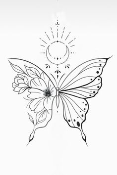 a black and white drawing of a butterfly