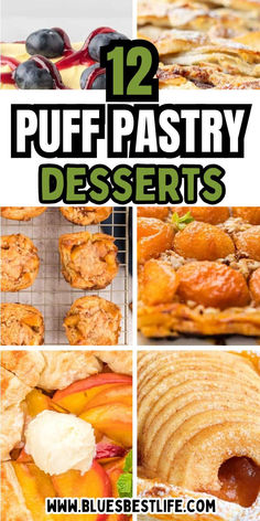 A collection of puff pastry dessert recipes. Nutella And Puff Pastry, Puff Pastry Churros, Desserts With Apples, Sweet Puff Pastry Recipes, Quick Puff Pastry, Pastry Snacks, Puff Pastry Ingredients, Easy Puff Pastry Recipe