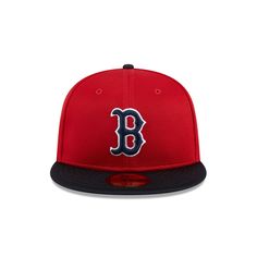 the boston red sox'new era 59fifty fitted cap is shown in red and navy