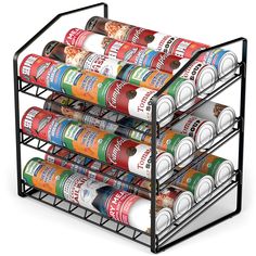 a black spice rack with six shelves filled with spices