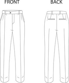 the front and back views of men's pants