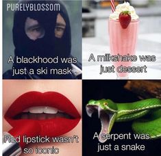 four different pictures with the same words on them and one woman's mouth open