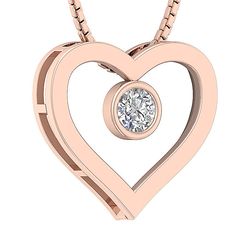 Natural Earth-mined Diamond Gold Jewelry. 100% Customer Satisfaction Guarantee or Money Back. Free Shipping with in USA. The Orion Bezel Set Round Cut Diamond Unique Heart Shape Pendant.It makes a special gift because of it design and he fact that this is the most loved accessory worn by girls.Power up the bond between you and your loved one.You can buy it through our website today. Diamond Information: Diamond Pieces : 1 Pieces Diamond Carat : 0.25 Carats Diamond Shape : Round Diamond Cut : Rou Rose Gold Birthstone Heart Necklace For Valentine's Day, Valentine's Day Rose Gold Heart Necklace With Birthstone, Luxury Rose Gold Heart Necklace For Anniversary, Anniversary Rose Gold Necklace With Single Diamond, Rose Gold Heart-shaped Diamond Jewelry, Rose Gold Diamond Necklace For Anniversary Gift, Heart-shaped Rose Gold Diamond Jewelry, Rose Gold Round Heart Necklace For Valentine's Day, Rose Gold Heart Cut Necklace For Valentine's Day