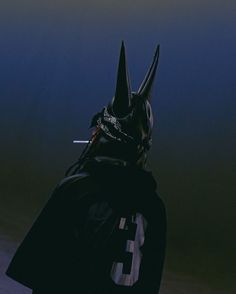 a person wearing a batman mask and cape with the number 3 on it's back