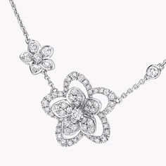 Paired in stylish asymmetry, delicate diamond flowers bloom upon our Wild Flower diamond necklace, capturing the uninhibited spirit of the Wild Flower collection. True to nature, each diamond flower is unique down to each petal and shimmers with an untamed beauty that is unmistakably modern. The Wild Flower collection is an invitation to escape into a garden that grows just for you. From trios and individual blooms to floral clusters and blossoms laid out in a row, each Wild Flower jewel is a st Large Diamond Stud Earrings, Flower Diamond Necklace, Triple Diamond Ring, Buccellati Jewelry, Large Diamond Rings, Diamond Infinity Necklace, Flower Diamond Ring, Dancing Diamond, Pave Diamond Earrings