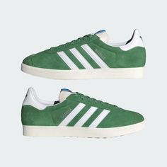 adidas Gazelle Shoes - Green | Free Shipping with adiClub | adidas US Green Suede Adidas Sneakers, Green Adidas Suede Sneakers, Low-top Suede Sneakers With Three Stripes, Suede Low-top Sneakers With Three Stripes, Retro Green Adidas Sneakers, Adidas Gazelle Shoes, Gazelle Adidas, Gazelle Shoes, Green Adidas