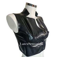 Latex crop top. Closure by means of snaps. Color black, with reptile design. Nice buttoned up or worn loose.. Width at the bottom (measured flat) 39 cm Size: xs/s Can be made with matching pants or skirt. Matching Pants, Press Studs, Tube Top, Reptiles, Womens Clothing Tops, Netherlands, Black Color, Crop Top, Trousers