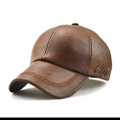 Stylish Pu Leather Brown Deep Stitch Hat Never Worn Great Condition! Pu Leather, Accessories Hats, Mens Accessories, Man Shop, Hats, Leather, Color