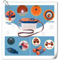 an orange and white bag with instructions on how to use it, including the contents