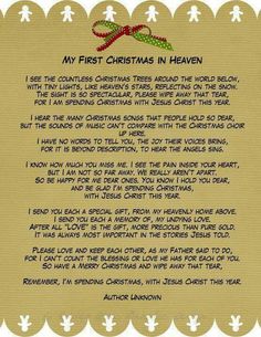 a poem written on parchment paper with an ornament in the shape of a christmas tree