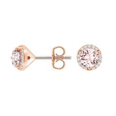 from Brilliant Earth Pink Morganite Halo Jewelry, Fine Jewelry Pink Earrings With Halo Setting, Pink Morganite Jewelry With Halo Design, Pink Halo Setting Fine Jewelry Earrings, Elegant Morganite Jewelry With Halo, Elegant Morganite Halo Jewelry, Formal Rose Gold Earrings With Halo Setting, Formal Rose Gold Halo Diamond Earrings, Fine Jewelry Rose Gold Halo Diamond Earrings