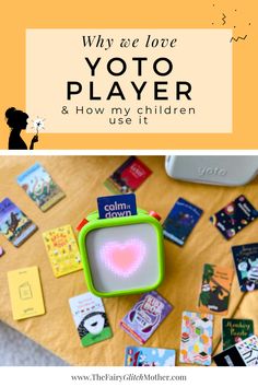 the words why we love yoyo player and how my children use it on top of a table