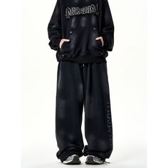 Unisex Distressed Washed Wide-Leg Black Sweatpants - SweatshirtsHoodies.com Plain Hoodies, Plain Sweatshirt, Black Sweatpants, Floral Shirt Dress, Mens Sweatpants, Zip Up Hoodies, Pullover Shirt, Plus Dresses, Pullover Sweatshirts