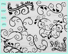 an ornate design with black and white swirls