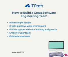 a poster with the words how to build a great software engineering team