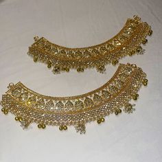 Brand New Wedding Payal / Anklet - Never Been Worn. Hook Closure. Absolutely Breathtaking! Elegant Festive Anklet For Party, Gold Bridal Accessories For Festive Occasion, Elegant Festive Party Anklets, Bollywood Style Anklets For Party, Gold Bridal Accessories For Festive Party, Gold Bridal Accessories For Party And Festive Occasions, Festive Gold Bridal Accessories For Party, Festive Bollywood Anklets For Party, Festive Bollywood Style Anklets For Party