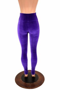 "This item is made to order, please read all the way through the listing before purchasing! These leggings are made of deep purple stretch velvet, with a flattering 11\" high rise, and a smooth anti muffin top waistband. This velvet is soooo soft, not the cheap and itchy panne, this is true lycra velvet. Smooth as butter, and so flattering and comfy! Inseam: 32\" Rise: 11\" If you would like a shorter or longer inseam, please enter it in the notes at checkout! Womens Sizing (See below for instru Fitted Velvet Bottoms Full Length, Fitted Velvet Bottoms, Fitted Full-length Velvet Bottoms, Purple High Waist Stretch Yoga Pants, High Waist Stretch Purple Yoga Pants, Stretch Velvet Full-length Bottoms, Stretch Velvet Full Length Bottoms, Full Length Velvet Stretch Bottoms, Purple Fitted High Waist Leggings