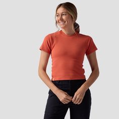 Our Stoic Tiny T-Shirt is that one top that can bring it all together. We constructed this tiny tee with a ribbed cotton blend for that perfect body-hugging fit that still lets us breathe and move easy, and the cropped crew design is the faultless partner for any bottom. Casual Tops For Women, Bring It, Perfect Body, Casual Tops, Short Sleeves Tops, Casual Women, Sleeve Top, Womens Shirts, Cotton Blend