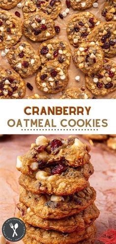 cranberry oatmeal cookies stacked on top of each other