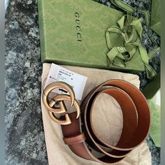 New In Box 4cm Wide Unisex Plus Size Gucci Belt, Gucci Belt Women, Gucci Belt Sizes, Gucci Leather Belt, Gg Belt, Business Basics, Wide Leather Belt, Gucci Leather, Brown Leather Belt