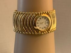 Xanadu goldtone wide band watch needs battery Adjustable Gold Watch With Round Dial, Adjustable Gold Jewelry And Watches With Round Dial, Wide Bands, Wrist Watches, Jewellery And Watches, Favorite Jewelry, Wrist Watch, Beauty Book, Jewelry Watches