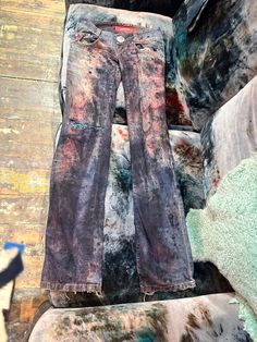 Hand Dyed Straight Leg Bottoms With Relaxed Fit, Straight Leg Jeans For Festival In Fall, Straight Leg Jeans For Fall Festival, Fall Festival Straight Leg Jeans, Upcycled Straight Leg Denim Jeans, Fitted Acid Wash Bottoms With Five Pockets, Upcycled Fitted Casual Jeans, Faded Straight Leg Reworked Bottoms, Cotton Straight Leg Reworked Jeans