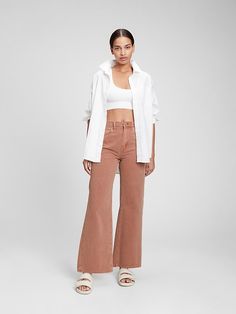 High Rise Wide-Leg Jeans | Gap Factory High Rise Wide Leg Jeans, Salmon Color, Wide Leg Jeans, Stretch Denim, Flare Jeans, Leg Jeans, Winter Outfits, Gap, Outfit Ideas