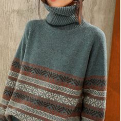 Wool Sweater Women, Long Sleeve Chiffon Dress, Long Sleeve Sweaters, Wool Sweaters Womens, Woolen Sweaters, Oversized Turtleneck Sweater, Cashmere Sweater Women, Thick Sweaters, New Retro