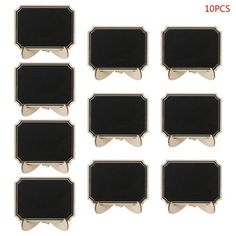 10x black and white chalkboard labels with gold trimmings on each side