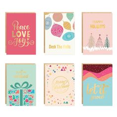 six christmas cards with different designs on them