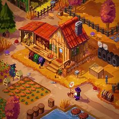 an image of a farm town in the game