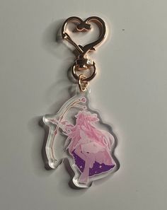 -Madoka magica keychain 1.5-2" -Keychain comes with a rose gold heart clasp! -double sided (same design) -keychains come with a protective film so make sure to remove it!