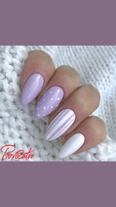 Easy and Cute Easter Nail Art Designs | Easter Nails 2023 Fun Almond Nails Art Designs Summer, Pastel Almond Nails, Nails Violet, 2023 Spring Nails, Spring Nails 2022, Spring Nails 2023, Colors 2023, Pointed Nails