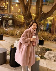 Women's Coat Fluffy Soft Artificial Rabbit Hair on Storenvy Luxury Feminine Women's Outerwear, Luxury Fluffy Winter Outerwear, Luxury Everyday Winter Outerwear, Luxury Feminine Outerwear For Work, Luxury Waterproof Outerwear For Work, Pink Fur Coat, Fall Outfits Korean, Rabbit Fur Coat, Plush Coat