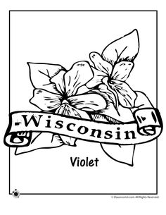 a black and white drawing of a flower with the words wisconsin on it's side