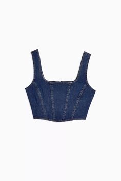 Denim Tank Top, Moda Denim, Denim Tank, Middle Age Fashion, Denim Corset, Diy Fashion Clothing, Corset Crop Top, Looks Chic, Solid Clothes