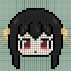 a pixellated image of a demon with horns on it's head and eyes