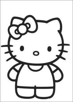 the hello kitty coloring page is shown in black and white