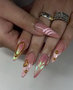 Bright Nail Designs, Glamour Nails, Nails Design With Rhinestones, Glam Nails, Pink Bling, Hair Skin Nails, Pink Acrylic Nails