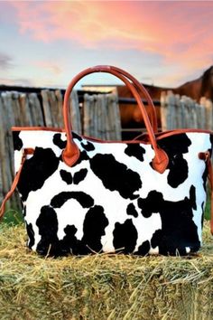 Rectangular Cow Print Travel Bag, Trendy Cow Print Bags For Everyday Use, Black Bag With Cow Print For Everyday Use, Casual Everyday Bag With Cow Print, Casual Cow Print Bags For Daily Use, Cow Print Purse, Moon Black And White, Black And White Cow Print, Printed Leather Bag