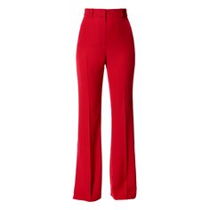 Flared pants with slits on the outside of the leg. The high waist and perfectly shaped leg make the legs look slimmer and longer. Each of the proposed sizes comes in two lengths as standard. The name of the product indicates the length. Wear it with Blair Ribbon Red Blazer.  For the best fit, please refer to the detailed table in the Size Guide tab and the detailed measurements in the sizing section. SPECIALIST CHEMICAL CLEANING Iron at 110 ° C  COMPOSITION: 97% Polyester, 3% Elastane LINING: 56 Red Compressive Full-length Bottoms, Elegant Red Full-length Pants, Red Stretch Wide-leg Bottoms, Red Stretch Full-length Pants, Red Full-length Elastane Pants, Red Trousers, Work Fits, Spring Suit, Flared Trousers