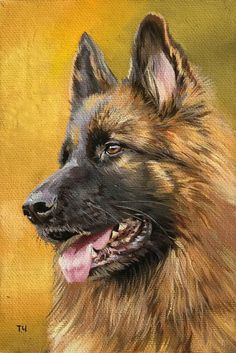 a painting of a german shepherd dog