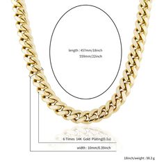 Delicately crafted with the highest quality materials, our 10MM & 12MM Cuban Chain Necklace is a must-have piece for any fashionista. This beautiful necklace is 14k gold plated and adorned with cubic zirconia stones, giving it a luxurious look that will turn heads wherever you go. The chain is available in a variety of lengths, width and metal colors so you can find the perfect fit for your unique style. Whether you're looking to add a touch of glamour to your everyday look or want an attention- Rose Gold Plated Chain Necklace, Everyday Rose Gold Curb Chain Necklace, Everyday Rose Gold Necklace With Curb Chain, Gold Cuban Link Necklace Metal Gift, Gold Metal Cuban Link Necklace As Gift, Gold Metal Cuban Link Necklace For Gift, Rose Gold Metal Jewelry With Curb Chain, Rose Gold Cuban Link Necklace With Curb Chain, Gold Minimalist Cuban Link Necklace As Gift