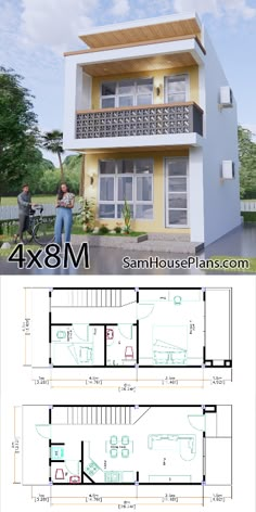 two story house with floor plans and measurements